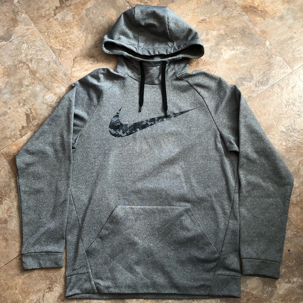 Nike Logo Dri-Fit Gray Hoodie Sweater EUC Size M